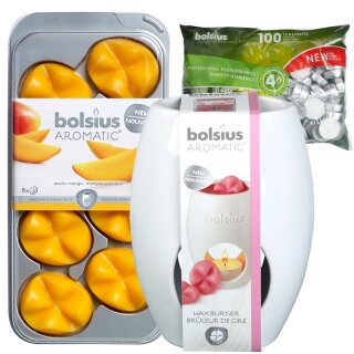 Starterset Wax Melts Ellipse 8er Pack Exotische Mango + 100 Teelichter