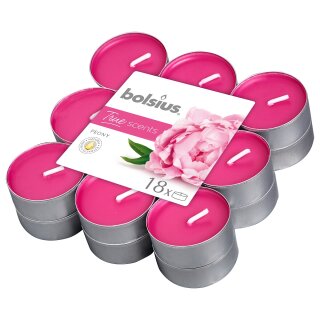 Bolsius True Scents Duftteelichter Pfingstrose (18 St&uuml;ck)