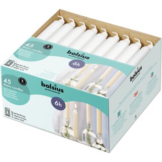 Stabkerzen 180x21,3 mm 45er Box Weiß Umkarton (135 Stück)