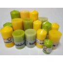 6 kg Qualit&auml;t Stumpenkerzen Paket Kerzen Set Mix gemischt nach Farben Gelb-Gr&uuml;n 11