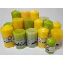 6 kg Qualit&auml;t Stumpenkerzen Paket Kerzen Set Mix gemischt nach Farben Gelb-Gr&uuml;n 11