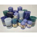 6 kg Qualit&auml;t Stumpenkerzen Paket Kerzen Set Mix gemischt nach Farben Blau-T&uuml;rkis 66