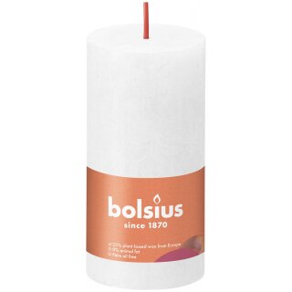 Bolsius Rustik Stumpenkerzen Shine 100x50 mm Wolkiges Wei&szlig; (8 St&uuml;ck)