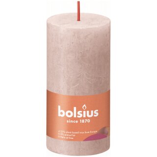 Bolsius Rustik Stumpenkerzen Shine 100x50 mm Nebliges Rosa (8 St&uuml;ck)