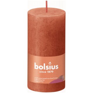 Bolsius Rustik Stumpenkerzen Shine 100x50 mm Herbstliches Orange (8 Stück)
