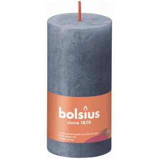 Bolsius Rustik Stumpenkerzen Shine 100x50 mm Hortensienblau (8 St&uuml;ck)