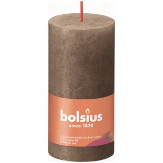 Bolsius Rustik Stumpenkerzen Shine 100x50 mm Wildleder Braun (1 St&uuml;ck)