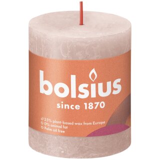 Bolsius Rustik Stumpenkerzen Shine 80x68 mm Nebliges Rosa (4 St&uuml;ck)