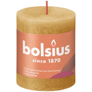 Bolsius Rustik Stumpenkerzen Shine 80x68 mm Honigwabengelb (4 St&uuml;ck)