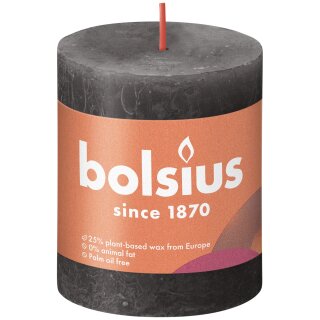 Bolsius Rustik Stumpenkerzen Shine 80x68 mm St&uuml;rmisches Grau (4 St&uuml;ck)