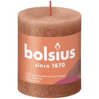 Bolsius Rustik Stumpenkerzen Shine 80x68 mm Rostiges Rosa (4 St&uuml;ck)