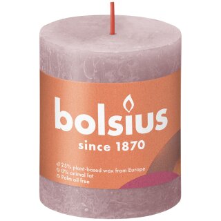 Bolsius Rustik Stumpenkerzen Shine 80x68 mm Eschen-Rose (4 St&uuml;ck)