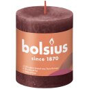 Bolsius Rustik Stumpenkerzen Shine 80x68 mm Samtrot (4...