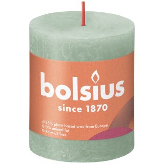 Bolsius Rustik Stumpenkerzen Shine 80x68 mm Salbeigr&uuml;n (4 St&uuml;ck)