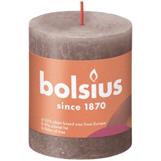 Bolsius Rustik Stumpenkerzen Shine 80x68 mm Rustikales Taupe (1 St&uuml;ck)