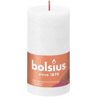 Bolsius Rustik Stumpenkerzen Shine 130x68 mm Wolkiges Wei&szlig; (4 St&uuml;ck)