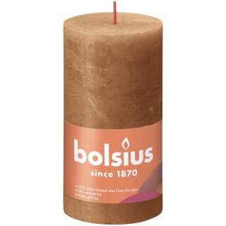 Bolsius Rustik Stumpenkerzen Shine 130x68 mm Gew&uuml;rzbraun (4 St&uuml;ck)
