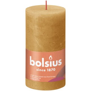 Bolsius Rustik Stumpenkerzen Shine 130x68 mm Honigwabengelb (4 St&uuml;ck)