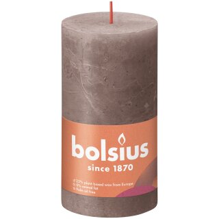 Bolsius Rustik Stumpenkerzen Shine 130x68 mm Rustikales Taupe (4 St&uuml;ck)