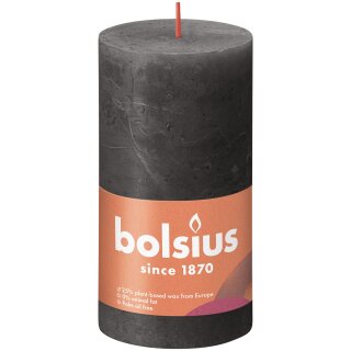 Bolsius Rustik Stumpenkerzen Shine 130x68 mm St&uuml;rmisches Grau (4 St&uuml;ck)