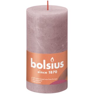 Bolsius Rustik Stumpenkerzen Shine 130x68 mm Eschen-Rose (4 St&uuml;ck)