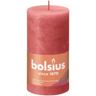 Bolsius Rustik Stumpenkerzen Shine 130x68 mm Rosa Bl&uuml;te (4 St&uuml;ck)