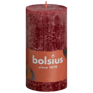 Bolsius Rustik Stumpenkerzen Shine 130x68 mm Samtrot (4 St&uuml;ck)