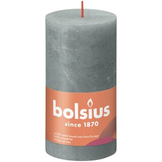 Bolsius Rustik Stumpenkerzen Shine 130x68 mm Eukalyptusgr&uuml;n (4 St&uuml;ck)