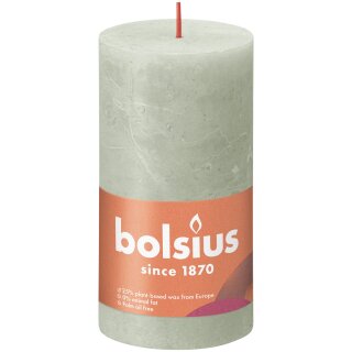 Bolsius Rustik Stumpenkerzen Shine 130x68 mm Nebliges Gr&uuml;n (4 St&uuml;ck)