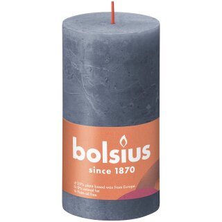 Bolsius Rustik Stumpenkerzen Shine 130x68 mm Hortensienblau (1 St&uuml;ck)