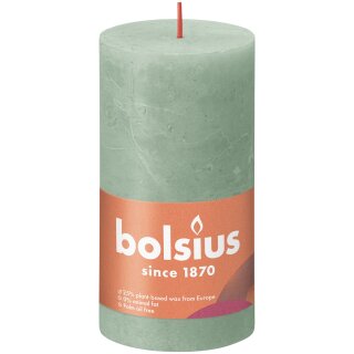 Bolsius Rustik Stumpenkerzen Shine 130x68 mm Salbeigr&uuml;n (1 St&uuml;ck)