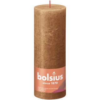 Bolsius Rustik Stumpenkerzen Shine 190x68 mm Gew&uuml;rzbraun (4 St&uuml;ck)