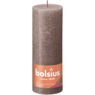 Bolsius Rustik Stumpenkerzen Shine 190x68 mm Rustikales Taupe (4 St&uuml;ck)