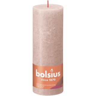 Bolsius Rustik Stumpenkerzen Shine 190x68 mm Nebliges Rosa (1 Stück)