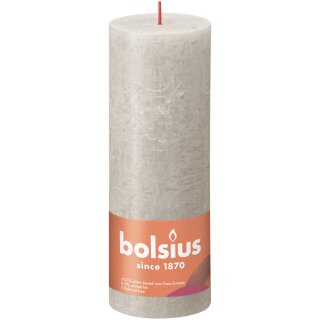 Bolsius Rustik Stumpenkerzen Shine 190x68 mm Sandgrau (1 St&uuml;ck)