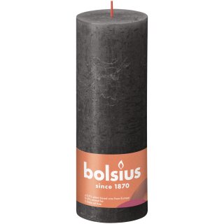 Bolsius Rustik Stumpenkerzen Shine 190x68 mm St&uuml;rmisches Grau (1 St&uuml;ck)