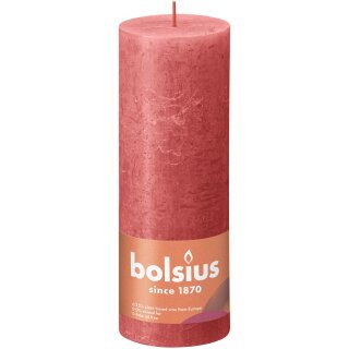 Bolsius Rustik Stumpenkerzen Shine 190x68 mm Rosa Bl&uuml;te (1 St&uuml;ck)