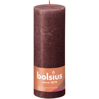 Bolsius Rustik Stumpenkerzen Shine 190x68 mm Samtrot (1 St&uuml;ck)