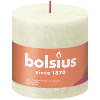 Bolsius Rustik Stumpenkerzen Shine 100x100 mm Weiche Perle (3 Stück)
