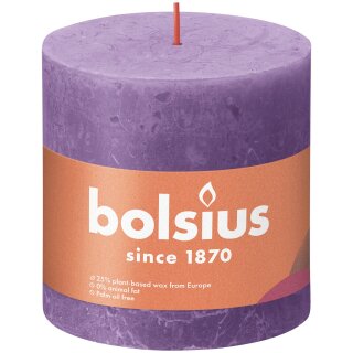 Bolsius Rustik Stumpenkerzen Shine 100x100 mm Bl&uuml;hendes Veilchen (3 St&uuml;ck)