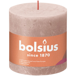 Bolsius Rustik Stumpenkerzen Shine 100x100 mm Nebliges Rosa (1 St&uuml;ck)