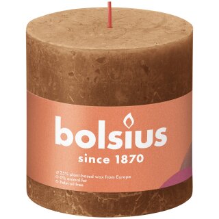 Bolsius Rustik Stumpenkerzen Shine 100x100 mm Gew&uuml;rzbraun (1 St&uuml;ck)