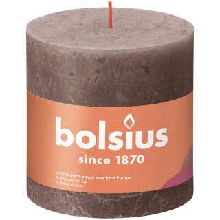Bolsius Rustik Stumpenkerzen Shine 100x100 mm Rustikales Taupe (1 St&uuml;ck)