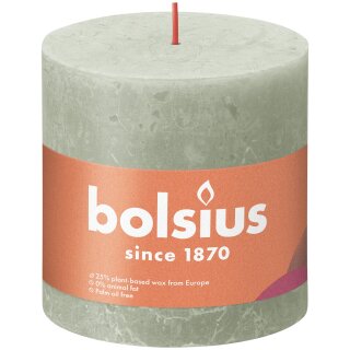 Bolsius Rustik Stumpenkerzen Shine 100x100 mm Nebliges Gr&uuml;n (1 St&uuml;ck)