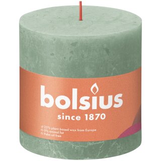 Bolsius Rustik Stumpenkerzen Shine 100x100 mm Salbeigr&uuml;n (1 St&uuml;ck)