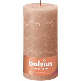 Bolsius Rustik Stumpenkerzen Shine 200x100 mm Cremiges Karamell (4 Stück)