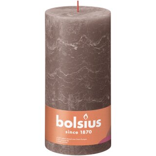 Bolsius Rustik Stumpenkerzen Shine 200x100 mm Rustikales Taupe (4 St&uuml;ck)