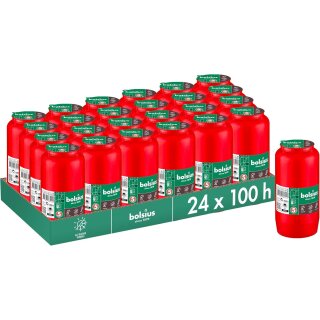 Bolsius Grabkerzen Nr. 7 rot im 24er Pack 100h Kompositions-Licht RC5