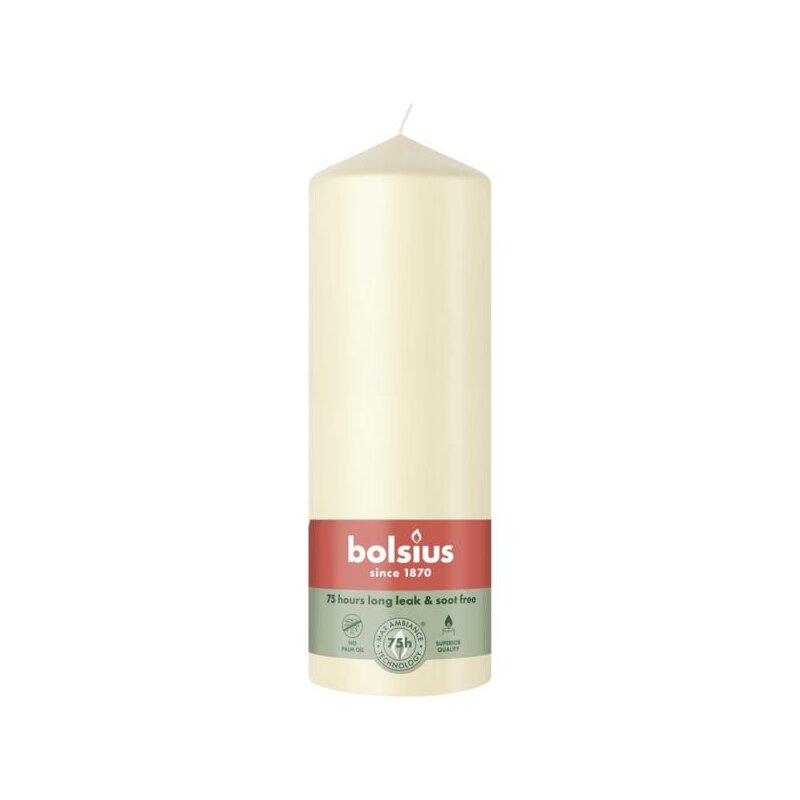 Bolsius Stumpenkerze 200x68 mm – ohne Palmöl, 75 Std. Brenndauer, ruß, 3,69 €