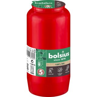 Bolsius Grabkerzen Nr. 7 RCV5 rot 100% Pflanzenöl im 24er Karton 144h Kompositions-Licht